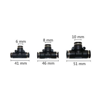 ；【‘； Equal Tee Connector Pneumatic 3-Way Quick Connector Hose Tube Push In Air Gas Fitting Quick Fittings Hose Joint Splitter 2 Pcs