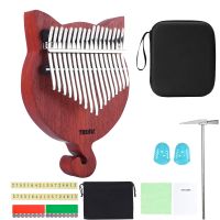 【YF】 TREELF 17 keys cute kalimba cat Thumb Transparent Instrument gifts for kids Kalimba lovers and beginners