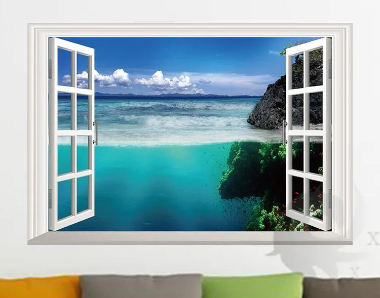 1Pcs), Landscape Fake Window Wall Stickers, Living Room, Bedroom, Sofa  Background Mural Fake Window, High Quality Pvc Material (58*85Cm) | Lazada