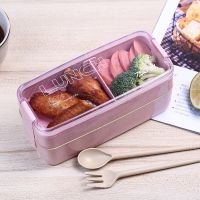 750ml Double Layer Lunch Box Wheat Straw Bento Box Microwave Food Container