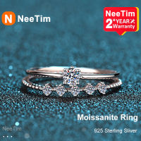 NeeTim 3มิลลิเมตร Moissanite แหวนชุดเงิน925สดใสตัด0.1กะรัตเพชรทดสอบที่ผ่านมา D สี Moissanites แหวนเครื่องประดับเดิม