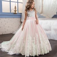 ZZOOI Kids Girl Elegant Weddings Pearl Petals Girl Christmas Dress Princess Party Pageant Lace Frock Tulle for 6 7 8 9 10 11 12 14Yrs