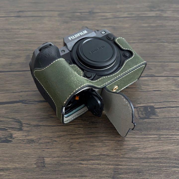 กระเป๋ากล้อง-pu-ครึ่งฐานเปลือกเคสคลุมป้องกันสำหรับ-fujifilm-x-h2-x-h2s-xh2กล้องดิจิตอล-xh2s