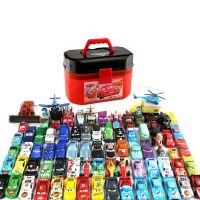 Pixar Cars 2กล่องเก็บของสำหรับเด็ก3ชั้นคู่แบบพกพาชุดรถของเล่น Lightning Mcqueen ของขวัญคริสต์มาสปีใหม่