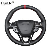 HuiER Hand Sewing Car Steering Wheel Cover For Ford Mondeo Fusion 2013-2018 2019 EDGE 2015-2019 S-Max 2012-2019 Galaxy 2016-2019