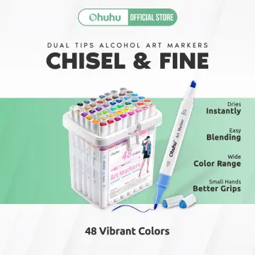 Ohuhu Markers, 48-color Double Tipped Alcohol Markers, Chisel & Fine  Alcohol-based Art Marker Set for Kids, Adults Coloring Illustration, Great  Value
