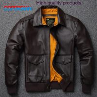 New 2023 Men’s Top layer Genuine Leather Military Pilot s Air Force Flight A2 Jacket Dark Brown Oversize Coat