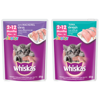 Whiskas Junior Pouch 12x85 G วิสกัสอาหารลูกแมว รสปลาทูน่า