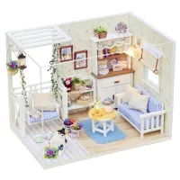 บ้านตุ๊กตาไม้ขนาดเล็กประกอบบ้านไม้ของเล่นบ้านตุ๊กตาไฟ LED Dollhousegsfg01ของขวัญวันเกิดแบบ DIY