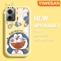 YIWESAN เคสสำหรับ Xiaomi Redmi 10 5G Redmi Note 11E 5G Redmi 11 Prime 5G เคสลายการ์ตูนน่ารักโดเรมอนสเตอร์ตัวน้อยมีโบว์นเนื้อนิ่มทนทานต่อการขีดข่วนเคสโทรศัพท์โปร่งใสเลนส์กล้องถ่ายรูปฝาครอบป้องกันซิลิก้าเจล TPU