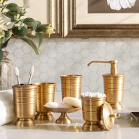 IMPEU Bathroom Accessories Set Countertop 5 Pcs Toothbrush Holder amp; Cup Soap DispenserSoap Dish Storage Can Antique Bronze [NEW]