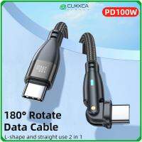 CLMXCA สายข้อมูล LED ตัวผู้ไปยังตัวผู้20V 5A 180องศาหมุนได้100W สายเคเบิล Type C แบบคู่สายชาร์จเร็ว