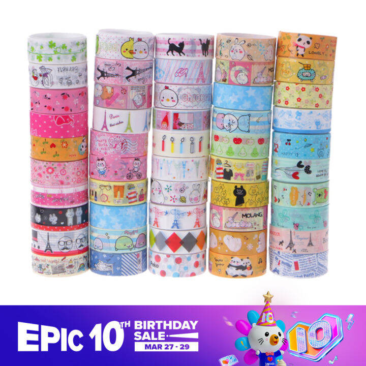 10 Kawaii 4M Tapes Mix Designs Cartoon Adhesive Tape Set for ...