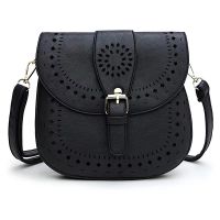 [COD] Cross-border womens bag 2023 new and retro saddle shoulder leather hollow Messenger female