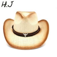 Donne Degli Uomini Di Paglia Cappello Da Cowboy Con Testa Di Toro Fascia Per La Signora Papà Occidentale Sombrero Hombre Cowgirl Jazz Berretti Formato 58ซม.