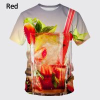 2023 newNew Mens Fashion T Shirt 3D Juice Drink Printed T Shirts Personality Cool Short Sleeve Tee