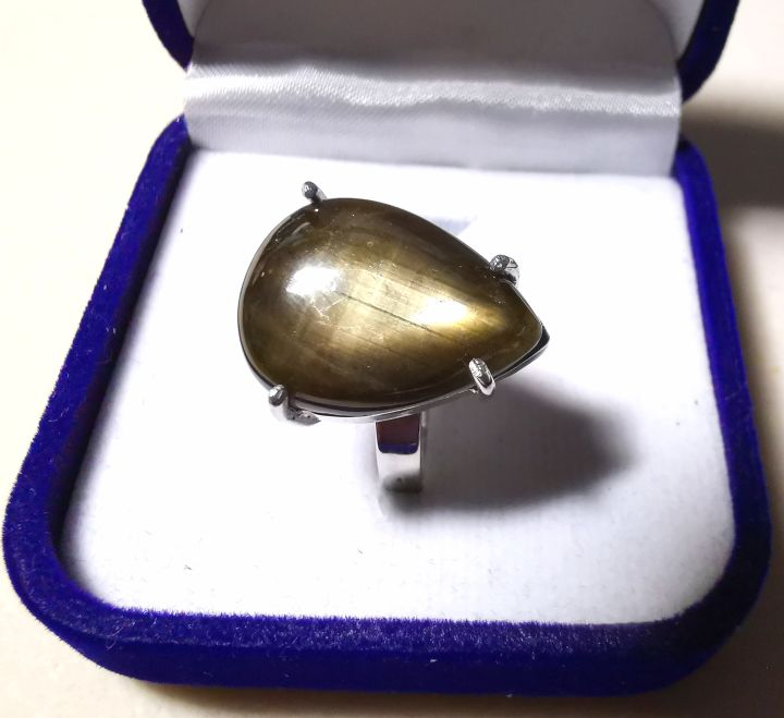แหวนพลอยแท้-สตาร์บุษ-บางกะจ-คัทติ้งสวยแปลกตา-ทรงหยดน้ำ-พลอยเนื้อแข็ง-sapphire-14-กะรัต-เรือนเงิน-925-ไซส์-53