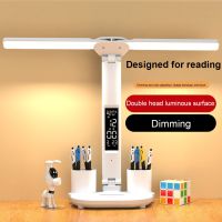 LED Desk Lamp Multifunction Table Lamp with Calendar USB Touch Night Light with Pen Holder for Bedroom Home Office Reading Lamp