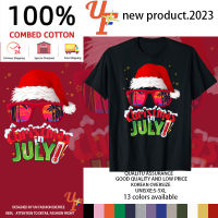 ตลกคริสต์มาสในเดือนกรกฎาคมเสื้อฤดูร้อนSantaแว่นตากันแดดXmas Manเสื้อยืด