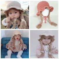 【hot sale】❀☫ C05 ? Lifetime?Childrens Knitted Hat Cute Wig Big Braid Baby Princess Hat Pink