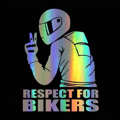 【CC】 Car Motorcycle RESPECT FOR BIKERS Sticker Vinyl Reflective Decals Decoration Stickers 15x11CM