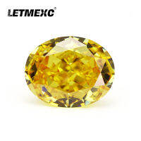 Letmexc High Carbon Diamond New Cubic Zirconia Loose Stones CZ Gemstone 4K Oval Crushed Ice Cut Golden Yellow Color