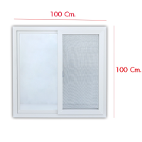 GALAXY หน้าต่างบานเลื่อนสไลด์ UPVC ขนาด 100x100cm พร้อมมุ้ง บานหน้าต่าง หน้าต่างกระจก บานเลื่อน หน้าต่าง