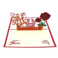 Flower Card 3D Greeting Bouquet Card Mother 39;s Day Blessing Decoration Gift for Festival Birthday