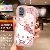 เคสโทรศัพท์ขอบคลื่นน่ารักสำหรับ Samsung Galaxy A12 / A22 / A32 / A52 / A11 / A31 / A51 / A13 / A23 / A33 / A53/A14การ์ตูนเฮลโลคิตตี้ซองนุ่มกันกระแทกฝาครอบโทรศัพท์