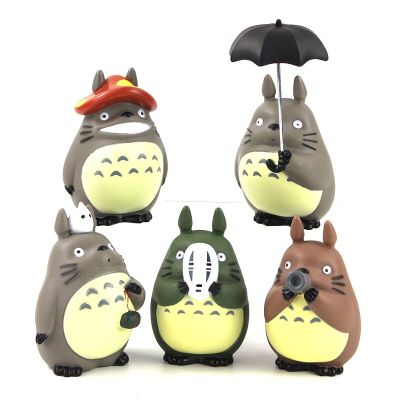 5ชิ้น/ล็อตเพื่อนบ้านของฉัน Totoro ของเล่นรูป Totoro กับร่มหน้ากาก Hayao Miyazaki ตุ๊กตาโมเดล