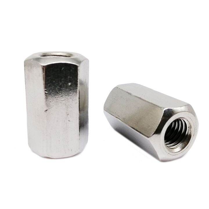 1-2-5-10pcs-m3-m4-m5-m6-m8-m10-m12-304-stainless-steel-hexagon-hex-long-lengthen-rod-connector-joint-sleeve-tubular-coupling-nut-nails-screws-fastene