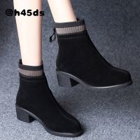 Womens Short Boots 2021 Autumn and Winter New Thick-heeled Frosted Mid-heel Martin Boots Korean Fashion Ladies Boots