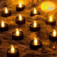 Mini LED Candles Lights Battery Powered Electronic Flameless Tealight Black Tearful Candle Lamps For Halloween Party Decoration