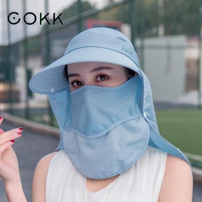 【CC】COKK Summer Hats For Women Sun Hat With Breathable Suncreen Outdoor Bicycling Beach Cap Visor Wide Brim Sunhat Female New