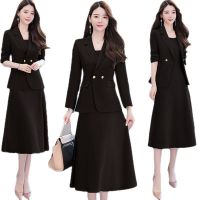 COD DSFGERRTYTRRE 【Set Wear】Women Office/Formal OL Wear Blazer Suit Plus Size Fashion Loose Suit Set Ladies Women Casual Blazer Coat Solid Sleeveless Midi Dress