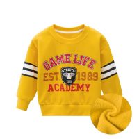 [COD] 27kids brand childrens autumn 2022 Korean version of sweater plus fleece boys clothes baby tops