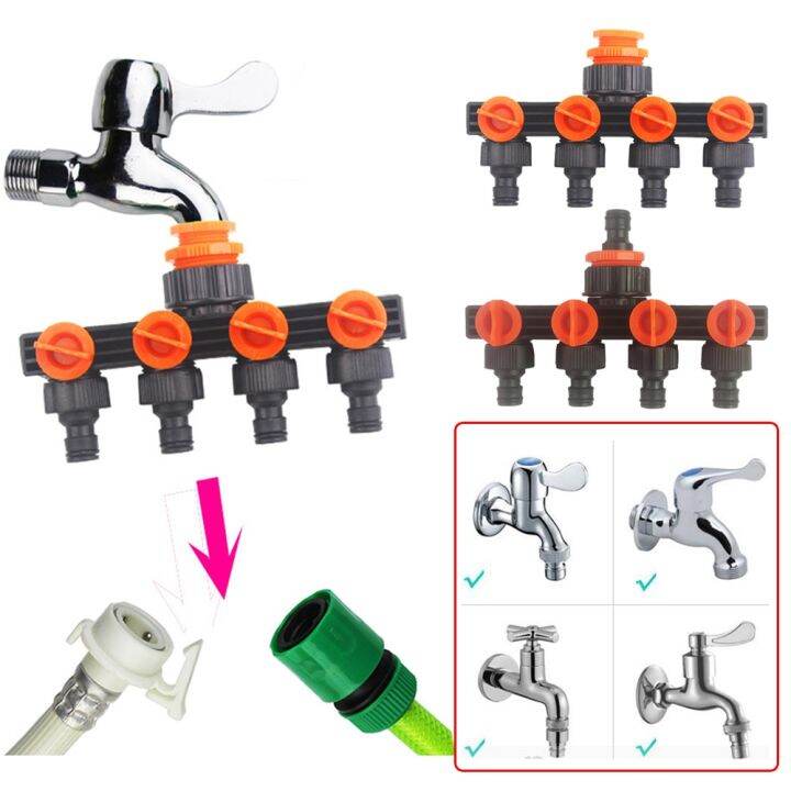 Garden 4 Way Hose Splitters For Automatic Watering Water Pipe Linker Timer Garden Water
