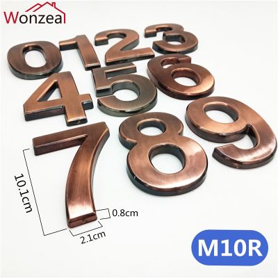 【LZ】◘  House Number Sticker 10cm Door Plate ABS Plastic Bronzed Plaque Address Digits For Apartment Room Sign Hotel Home Label Hardware