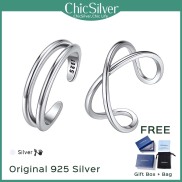 ChicSilver 2 Pcs 925 Sterling Silver Toe Rings Hypoallergenic Minimalist