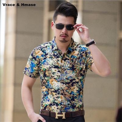 ZZOOI High-Quality Soft Comfortable Casual Short Sleeved Camisa Masculina Summer 2023 New Bronzing Printing Fashion Boutique Shirt Men