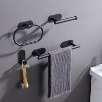 Adhesive Toilet Roll Paper Holder Organizer Wall Mount Black Storage Stand Kitchen Bathroom Tissue Towel Dispenser Stainless Toilet Roll Holders