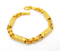 Thai Jewelry 23K 24K Thai Style Baht Yellow Gold Plated Bracelet Bangle 7.5 Inch