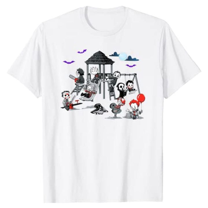 horror-clubhouse-in-park-halloween-costume-gift-tshirt-100-cotton-gildan