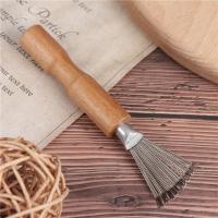 1pc Hair Brush Cleaner Mini Dirt Remover Home Travel Salon Rake with Metal Wire Portable Comb Brush Wooden Handle Cleaning Tools