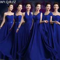 QNZL-80#Sp Summer In 2023 Lace Up Royalblue Chiffon Bridesmaid Dresses Long Wdding Party Prom Dress Ladie Fashion Wholesale