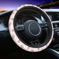 【YF】 Cute Peach And Goma Cartoon Car Steering Wheel Cover 37-38 Anti-slip Mocha Mochi Cat Auto Protector