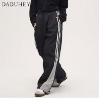 DaDuHey Mens Casual Pants Loose Straight Sweatpants Fashion Striped Ankle-Tied Sports Pants