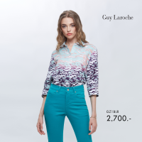 เสื้อผู้หญิง เสื้อเชิ้ตผู้หญิง Guy Laroche Shirt เสื้อเชิ้ต ผ้าลินิน แขนสามส่วน ลายพิมพ์ Sea Breez (GZ1BLR)