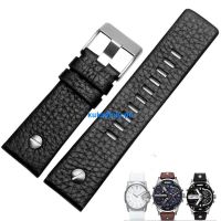 Suitable For MERJUST 22Mm 24Mm 26Mm 28Mm 30Mm Bla Brown White Leather Strap Diesel DZ DZ7257 DZ4318 Watchband Wristband With Rive