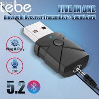 Tebe USB Bluetooth 5.2 Audio Adapter Wireless Receiver Transmitter Sound Card 3.5mm Aux Music Dongle for TV Car Speaker PC